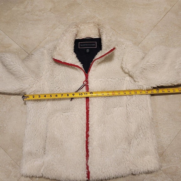 Tommy Hilfiger Womens M Medium Sherpa Fleece Deep Pile Furry Sweatshirt Jacket - Picture 8 of 16